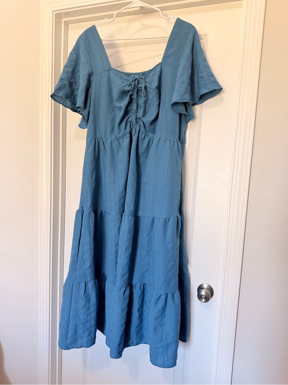 BloomChic Blue Tiered Midi Dress